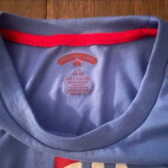 Holiday Time Oh What Fun! Kids Christmas Pajamas Blue L 10-12 - Picture 3 of 5